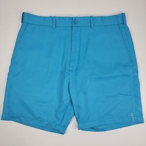 Black Clover Live Lucky Men's 36 Light Blue Flat Front Golf Shorts Performance